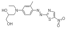 CAS # 69766-79-6 (12222-97-8), Disperse Blue 102, Eastone Blue GFD, Intrasperse Blue GFD, Intrasperse Blue GFD 150, Miketon Discharge Blue FG, 3-[Ethyl[3-methyl-4-[2-(5-nitro-2-thiazolyl)diazenyl]phenyl]amino]-1,2-propanediol