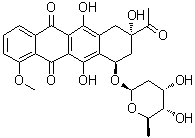 CAS # 69779-23-3, (8S-cis)-8-Acetyl-10-[(2,6-dideoxy-alpha-D-ribo-hexopyranosyl)oxy]-7,8,9,10-tetrahydro-6,8,11-trihydroxy-1-methoxy-5,12-naphthacenedione, NSC 294987