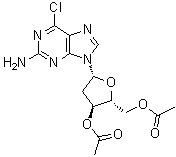 CAS 登录号：69992-11-6, 6-氯-9-(3,5-二-O-乙酰基-2-脱氧-beta-D-赤式-呋喃戊糖基)-9H-嘌呤-2-胺