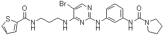 CAS # 702675-42-1, N-[3-[[5-Bromo-4-[[3-[(2-thienylcarbonyl)amino]propyl]amino]-2-pyrimidinyl]amino]phenyl]-1-pyrrolidinecarboxamide