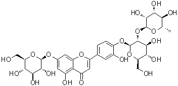 CAS # 70404-42-1, 2-[4-[[2-O-(6-Deoxy-alpha-L-mannopyranosyl)-beta-D-glucopyranosyl]oxy]-3-hydroxyphenyl]-7-(beta-D-glucopyranosyloxy)-5-hydroxy-4H-1-benzopyran-4-one