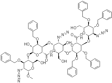 CAS # 704210-18-4, Methyl O-2-azido-2-deoxy-3,4-bis-O-(phenylmethyl)-alpha-D-glucopyranosyl-(1→4)-O-2,3-bis-O-(phenylmethyl)-beta-D-glucopyranuronosyl-(1→4)-O-2-azido-2-deoxy-alpha-D-glucopyranosyl-(1→4)-O-3-O-(phenylmethyl)-alpha-L-idopyranuronosyl-(1→4)-2-azido-2-deoxy-3-O-(phenylmethyl)-alpha-D-glucopyranoside