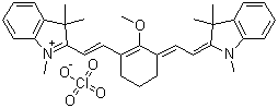 CAS # 70446-24-1, 2-((E)-2-(2-Methoxy-3-[(E)-2-(1,3,3-trimethyl-1,3-dihydro-2H-indol-2-ylidene)ethylidene]-1-cyclohexen-1-yl)ethenyl)-1,3,3-trimethyl-3H-indolium perchlorate
