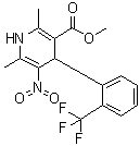 structure of CAS# 71145-03-4, 1,4-二氢-2,6-二甲基-5-硝基-4-[2-(三氟甲基)苯基]-3-吡啶羧酸甲酯
