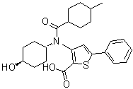CAS # 713139-25-4, 3-[(trans-4-Hydroxycyclohexyl)[(4-methylcyclohexyl)carbonyl]amino]-5-phenyl-2-thiophenecarboxylic acid