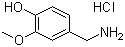 CAS # 7149-10-2, 4-Hydroxy-3-methoxybenzylamine hydrochloride, Vanillylamine hydrochloride