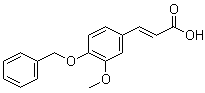 CAS # 7152-95-6, 3-Methoxy-4-(benzyloxy)cinnamic acid, 4-(Benzyloxy)-3-methoxycinnamic acid , 3-(4-Benzyloxy-3-methoxyphenyl)acrylic acid, 3-[3-Methoxy-4-(phenylmethoxy)phenyl]-2-propenoic acid, NSC 16729
