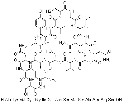 CAS # 716315-82-1, L-Alanyl-L-tyrosyl-L-valyl-L-cysteinylglycyl-L-isoleucyl-L-glutaminyl-L-asparaginyl-L-seryl-L-valyl-L-seryl-L-alanyl-L-asparaginyl-L-arginyl-L-serine