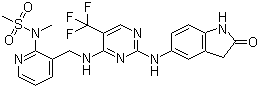 CAS # 717907-75-0, PF 562271, N-Methyl-N-[3-[[[2-[(2-oxo-2,3-dihydro-1H-indol-5-yl)amino]-5-trifluoromethylpyrimidin-4-yl]amino]methyl]pyridin-2-yl]methanesulfonamide