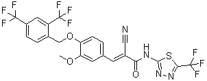 CAS # 725247-18-7, 3-[4-[[2,4-Bis(trifluoromethyl)benzyl]oxy]-3-methoxyphenyl]-2-cyano-N-(5-trifluoromethyl-[1,3,4]thiadiazol-2-yl)acrylamide, XCT 790