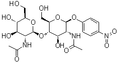 CAS # 7284-16-4, p-Nitrophenyl-beta-N,N'-diacetylchitobioside, p-Nitrophenyl 2-acetamido-4-O-(2-deoxy-2-acetamido-beta-D-glucopyranosyl)-2-deoxy-beta-D-glucopyranoside