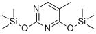 CAS # 7288-28-0, 5-Methyl-2,4-bis[(trimethylsilyl)oxy]-pyrimidine, O,O'-Bis(trimethylsilyl)thymine,trimethyl-(5-methyl-2-trimethylsilyloxypyrimidin-4-yl)oxysilane