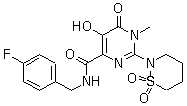 CAS # 729607-74-3, N-[(4-Fluorophenyl)methyl]-1,6-dihydro-5-hydroxy-1-methyl-6-oxo-2-(tetrahydro-1,1-dioxido-2H-1,2-thiazin-2-yl)-4-pyrimidinecarboxamide