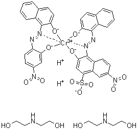 CAS # 72987-11-2, 2,2'-Iminobisethanol [3-hydroxy-4-[(2-hydroxy-1-naphthalenyl)azo]-7-nitro-1-naphthalenesulfonato][1-[(2-hydroxy-4-nitrophenyl)azo]-2-naphthalenolato]chromate (2:1)