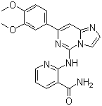 CAS # 732983-37-8, BAY 61-3606, 2-[[7-(3,4-Dimethoxyphenyl)imidazo[1,2-c]pyrimidin-5-yl]amino]-3-pyridinecarboxamide