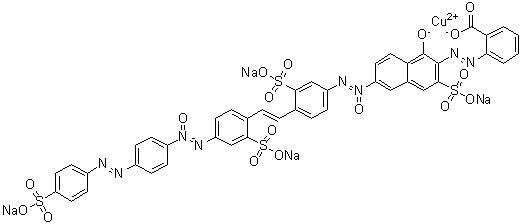 CAS # 73507-19-4, Tetrasodium [2-[[1-hydroxy-3-sulfo-6-[[3-sulfo-4-[2-[2-sulfo-4-[[4-[(4-sulfophenyl)azo]phenyl]-ONN-azoxy]phenyl]ethenyl]phenyl]-NNO-azoxy]-2-naphthalenyl]azo]benzoato]cuprate