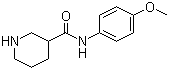 CAS # 735262-21-2, N-(4-Methoxyphenyl)piperidine-3-carboxamide, 4-[(Piperidine-3-carbonyl)amino]anisole, Piperidine-3-carboxylic acid (4-methoxyphenyl)amide