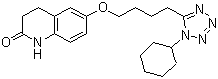 CAS # 73963-72-1, Cilostazol, 6-[4-(1-Cyclohexyl-1H-tetrazol-5-yl)butoxy]-3,4-dihydro-2(1H)-quinolinone Additional name: 6-[4-(1-Cyclohexyl-5-tetrazolyl)butoxy]-1,2,3,4- tetrahydro-2-oxoquinolinone