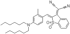 CAS # 74239-96-6 (104137-27-1), Disperse Blue 354, 2-[2-[[4-(Dihexylamino)-2-methylphenyl]methylene]-1,1-dioxidobenzo[b]thien-3(2H)-ylidene]propanedinitrile