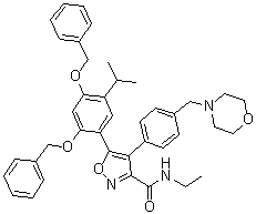 CAS # 747414-24-0, N-Ethyl-5-[5-(1-methylethyl)-2,4-bis(phenylmethoxy)phenyl]-4-[4-(4-morpholinylmethyl)phenyl]-3-isoxazolecarboxamide