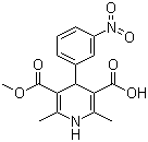 structure of CAS# 74936-72-4, Methyl hydrogen 1,4-dihydro-2,6-dimethyl-4-(3-nitrophenyl)pyridine-3,5-dicarboxylate