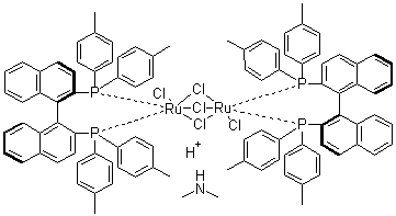 CAS 登录号：749935-02-2, 三(mu-氯)双[(R)-(+)-2,2'-双(二对甲苯基膦)-1,1'-联萘]二氯化二钌二甲基铵盐