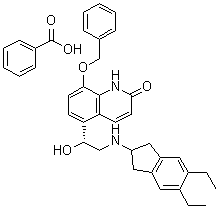 CAS 登录号：753498-24-7, 5-[(1R)-2-[(5,6-二乙基-2,3-二氢-1H-茚-2-基)氨基]-1-羟基乙基]-8-(苯基甲氧基)-2(1H)-喹啉酮单苯甲酸盐