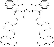 CAS 登录号：75664-03-8, 1-二十烷基-2-[(E)-3-(1-二十烷基-3,3-二甲基-1,3-二氢-2H-吲哚-2-亚基)-1-丙烯基]-3,3-二甲基-3H-吲哚鎓碘化物