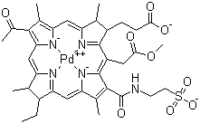 CAS # 759457-82-4, Padeliporfin, (SP-4-2)-[(7S,8S,17R,18R)-13-Acetyl-18-ethyl-5-(2-methoxy-2-oxoethyl)-2,8,12,17-tetramethyl-3-[[(2-sulfoethyl)amino]carbonyl]-21H,23H-porphine-7-propanoato(4-)-kN21,kN22,kN23,kN24]palladate(2-)