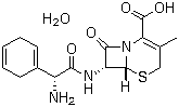 CAS # 75975-70-1, Cephradine monohydrate, [6R-[6alpha,7beta(R*)]]-7-[(Amino-1,4-cyclohexadien-1-ylacetyl)amino]-3-methyl-8-oxo-5-thia-1-azabicyclo[4.2.0]oct-2-ene-2-carboxylic acid monohydrate