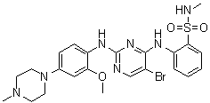 structure of CAS# 761436-81-1, 2-[[5-溴-2-[[2-甲氧基-4-(4-甲基-1-哌嗪基)苯基]氨基]-4-嘧啶基]氨基]-N-甲基苯磺酰胺