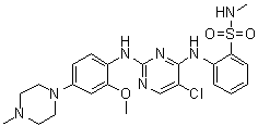 structure of CAS# 761438-38-4, 2-[[5-氯-2-[[2-甲氧基-4-(4-甲基-1-哌嗪基)苯基]氨基]-4-嘧啶基]氨基]-N-甲基苯磺酰胺