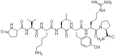 5-Oxo-L-prolyl-L-valyl-L-lysyl-L-leucyl-L-tyrosyl-L-arginyl-L-prolinamide molecular structure (CAS 763074-36-8)