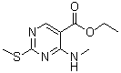 CAS # 76360-82-2, 4-Methylamino-2-methylthiopyrimidine-5-carboxylic acid ethyl ester, Ethyl 4-(methylamino)-2-(methylthio)pyrimidine-5-carboxylate, NSC 165300