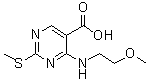 CAS # 76360-92-4, 4-[(2-Methoxyethyl)amino]-2-(methylthio)-5-pyrimidinecarboxylic acid