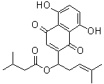 CAS # 76549-35-4, 3-Methylbutanoic acid 1-(1,4-dihydro-5,8-dihydroxy-1,4-dioxo-2-naphthalenyl)-4-methyl-3-pentenyl ester