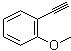 CAS # 767-91-9, 2-Ethynylanisole, (2-Methoxyphenyl)acetylene, (2-Methoxyphenyl)ethyne, (o-Methoxyphenyl)acetylene, 1-Ethynyl-2-methoxybenzene