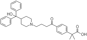 structure of CAS# 76811-98-8, 4-((4-(4-羟基二苯甲基)-1-哌啶基)-1-氧代丁基)-a,a-二甲基苯乙酸