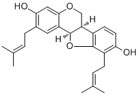 CAS # 77263-06-0, Erythrabyssin II, (6aR,11aR)-6a,11a-Dihydro-2,10-bis(3-methyl-2-buten-1-yl)-6H-benzofuro[3,2-c][1]benzopyran-3,9-diol