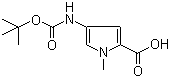 structure of CAS# 77716-11-1, 4-[(tert-Butoxycarbonyl)amino]-1-methyl-1H-pyrrole-2-carboxylic acid