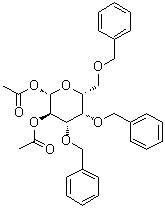 CAS # 77790-46-6, 3,4,6-Tris-O-(phenylmethyl)-beta-D-galactopyranose 1,2-diacetate
