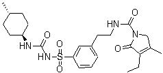 CAS # 791104-62-6, 3-Ethyl-2,5-dihydro-4-methyl-N-[2-[3-[[[[(trans-4-methylcyclohexyl)amino]carbonyl]amino]sulfonyl]phenyl]ethyl]-2-oxo-1H-pyrrole-1-carboxamide