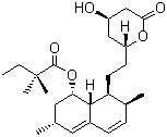 CAS # 79902-63-9, Simvastatin, (1S,3R,7S,8S,8aR)-1,2,3,7,8,8a-Hexahydro-3,7-dimethyl-8-[2-[(2R,4R)-tetrahydro-4-hydroxy-6-oxo-2H-pyran-2-yl]ethyl]-1-naphthalenyl 2,2-dimethyl-butanoate