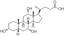 CAS # 81-25-4, Cholic acid, 3alpha,7alpha,12alpha-Trihydroxy-5beta-cholanic acid, Cholan-24-oic acid