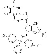 CAS # 81256-88-4, N-Benzoyl-5'-O-[bis(4-methoxyphenyl)phenylmethyl]-3'-O-[(1,1-dimethylethyl)dimethylsilyl]adenosine