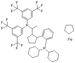 CAS 登录号：821009-34-1, (1S)-1-[(1R)-1-[双[3,5-双(三氟甲基)苯基]膦基]乙基]-2-[2-(二环己基膦基)苯基]-二茂铁