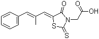 CAS # 82159-09-9, Epalrestat, (E,E)-2-[5-(2-Methyl-3-phenyl-prop-2-enylidene)-4-oxo-2-sulfanylidene-thiazo lidin-3-yl]acetic acid
