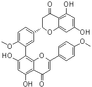 CAS # 828923-27-9, 2,3-Dihydroisoginkgetin, (2S)-2-[3-[5,7-Dihydroxy-2-(4-methoxyphenyl)-4-oxo-4H-1-benzopyran-8-yl]-4-methoxyphenyl]-2,3-dihydro-5,7-dihydroxy-4H-1-benzopyran-4-one