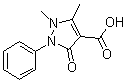 structure of CAS# 83-10-3, 2,3-Dihydro-1,5-dimethyl-3-oxo-2-phenyl-1H-pyrazole-4-carboxylic acid