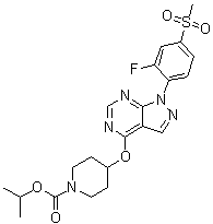 CAS # 832714-46-2, APD 668, 4-[[1-(2-Fluoro-4-methylsulfonylphenyl)-1H-pyrazolo[3,4-d]pyrimidin-4-yl]oxy]piperidine-1-carboxylic acid isopropyl ester